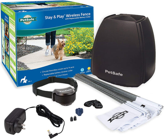 Play Wireless Pet Fence with Replaceable Battery Collar
