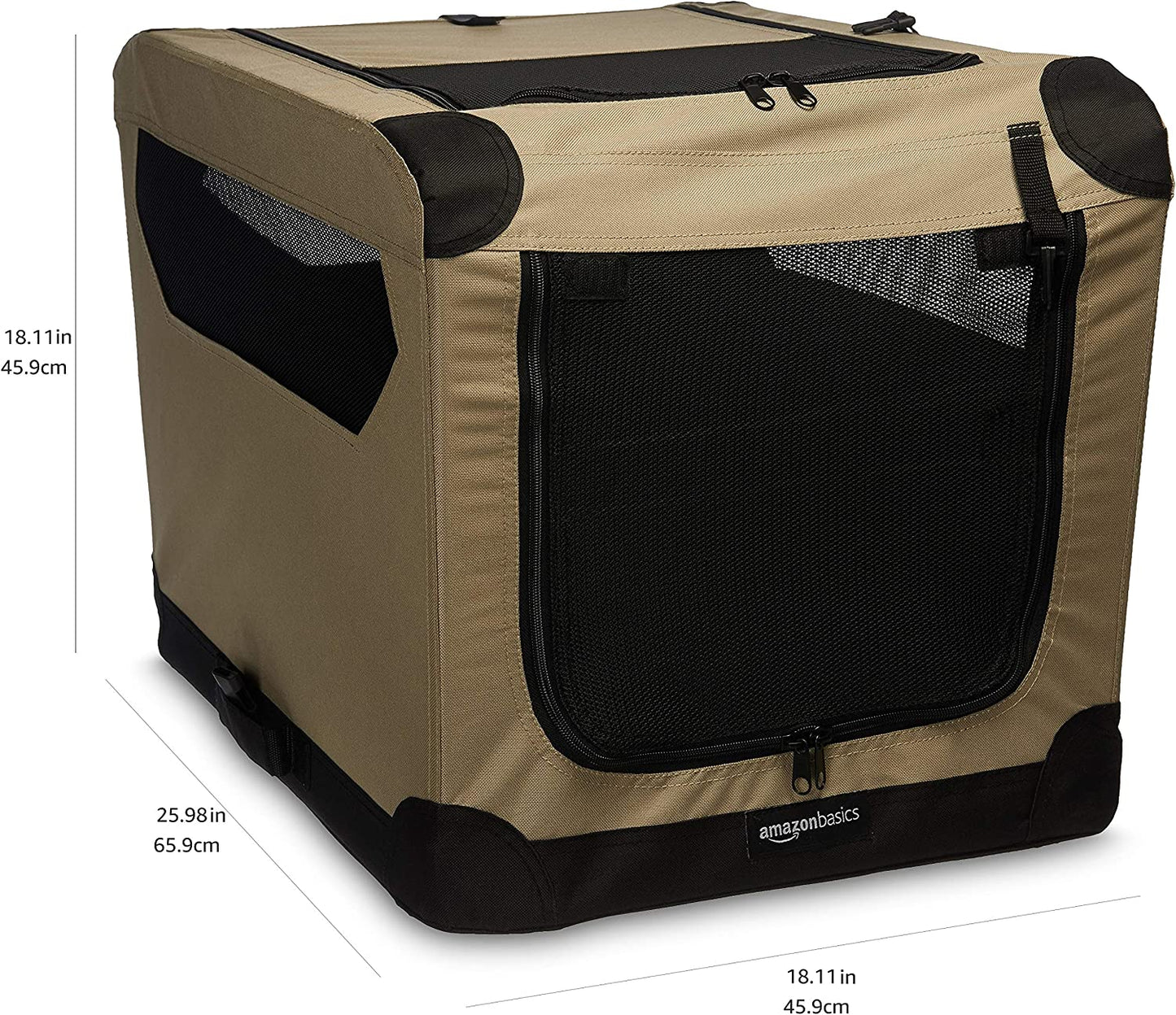 Amazon Basics 3-Door Collapsible Soft-Sided Folding Soft Dog Travel Crate Kennel
