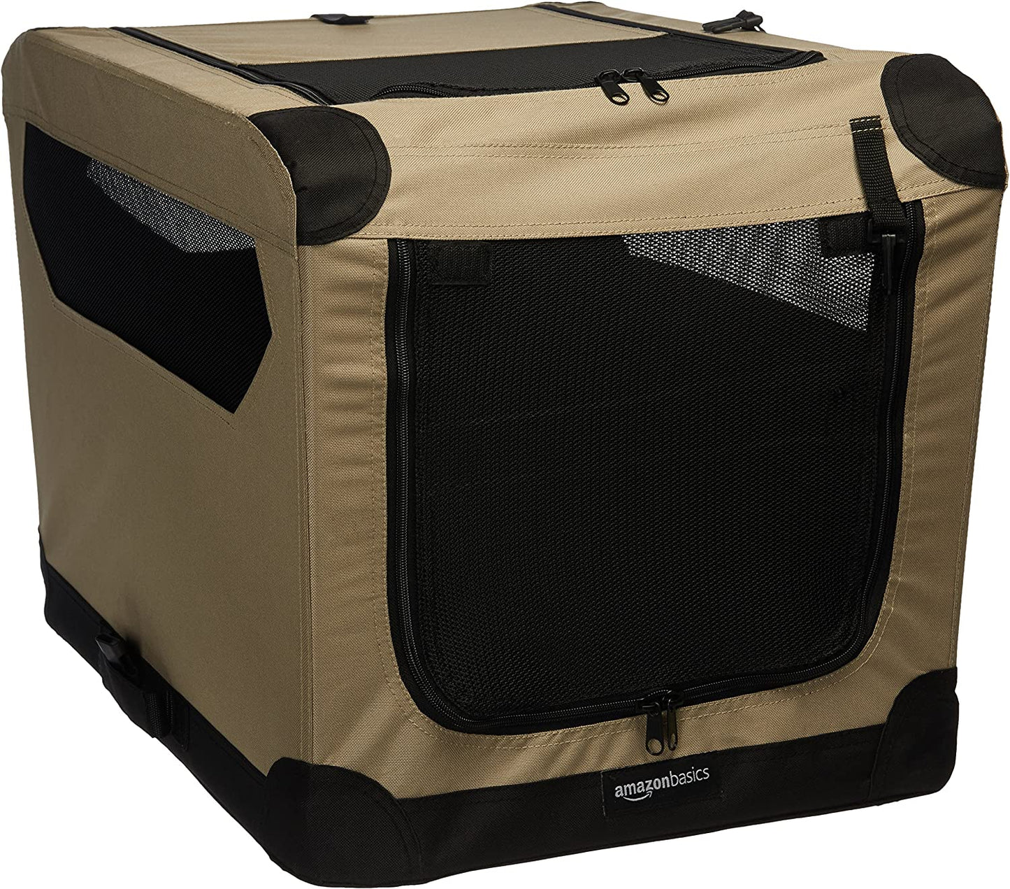 Amazon Basics 3-Door Collapsible Soft-Sided Folding Soft Dog Travel Crate Kennel
